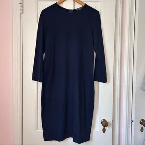 Vince Navy Blue Long Sleeve Sheath Dress Size Large